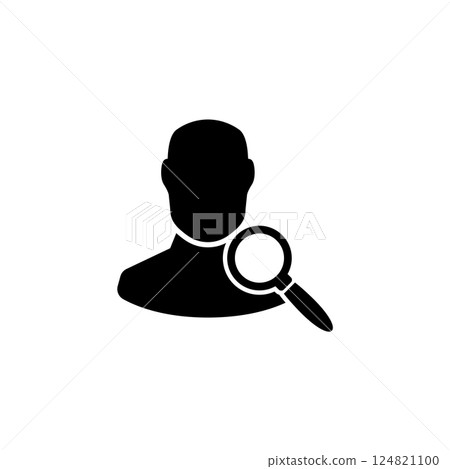 Vector icon of user profile with magnifying glass for detailed search 124821100