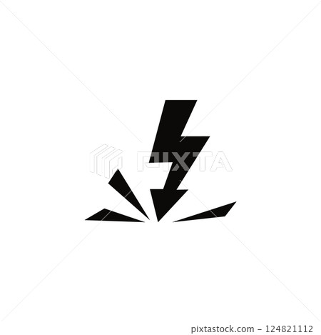 Black lightning bolt icon symbolizing sudden impact and energy 124821112