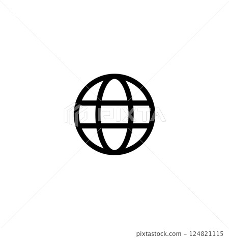 Minimalistic black and white vector globe icon for web and print 124821115