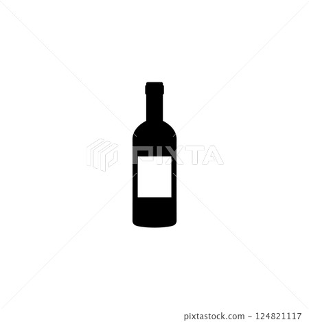 Elegant black wine bottle vector icon Elegant black wine bottle vector icon 124821117