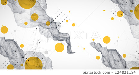 The abstract wave is made in a frame style. Template for science and technology presentation. Vector art. The abstract wave is made in a frame style. Template for science and technology presentation. Vector art. 124821154