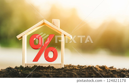 Mortgage rates business concept of investment housing real estate interest rates 3d home appraisal. planning savings money of coins to buy a home concept for property ladder, mortgage, real estate. 124821178