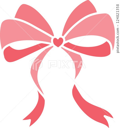 doodle bow Pink ribbon. Bow with a heart shape, perfect for gifts and decorations. in flat color style doodle bow Pink ribbon. Bow with a heart shape, perfect for gifts and decorations. in flat color style 124821358