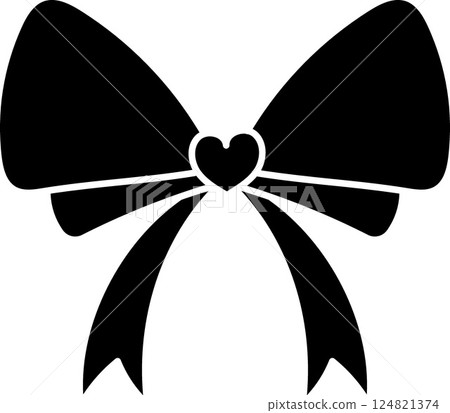 doodle bow Pink ribbon. Pink bow with a heart shape in the center. in glyph style doodle bow Pink ribbon. Pink bow with a heart shape in the center. in glyph style 124821374