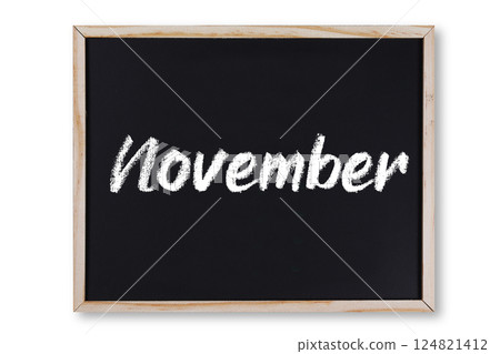 November word in chalk on chalkboard 124821412