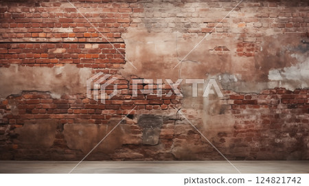Red brick wall with vignette texture background 124821742