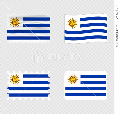 Uruguay national flag in four different styles. 124821780