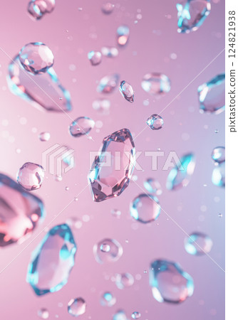 AI-generated image of floating crystals sparkling in pink and blue 124821938