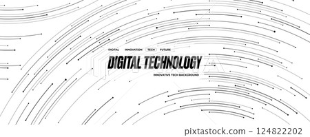 Tech background with thin lines and circle circuit wires on circuit 124822202