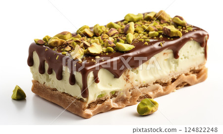 Chocolate bars isolated on white background. Dubai chocolate. 124822248