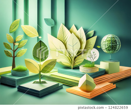 Sustainability and Eco Life: Illustrations on the theme of environmental protection and sustainable living 124822659