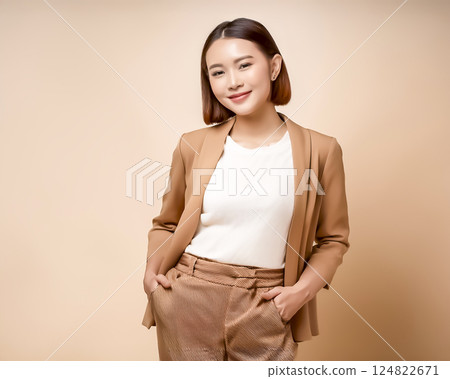 Image of a young businesswoman wearing genderless fashion Image of a young businesswoman wearing genderless fashion 124822671