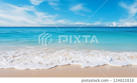 Overwater bungalow in the Indian Ocean. Tropical Maldives. Summer vacation on a tropical island with beautiful  Tropical Maldives. Summer vacation on a tropical island with beautiful beach and palm 124822818