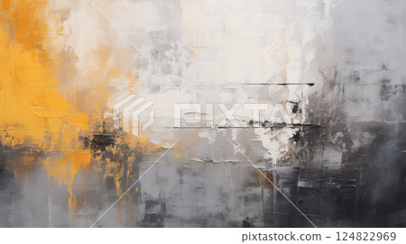 Abstract painting in black and silver , modern decoration. Abstract and minimalist oil painting background with copy space. 124822969
