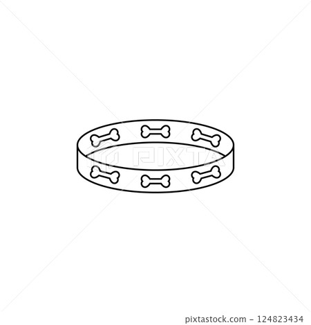 Dog collar icon with bone. Vector illustration on white background. 124823434