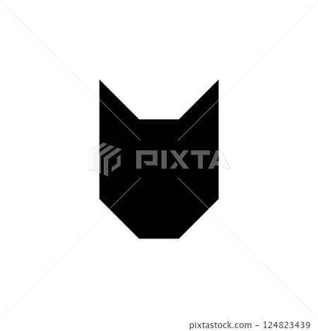Cat head faceless vector logo and icon. No face. Black silhouette. Cat head faceless vector logo and icon. No face. Black silhouette. 124823439