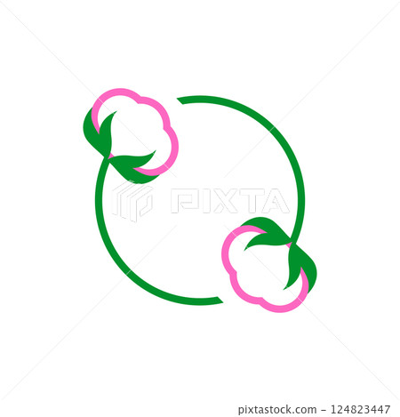 Cotton flower logo. Vector illustration. Isolated drawing and clipart on white background. Cotton flower logo. Vector illustration. Isolated drawing and clipart on white background. 124823447