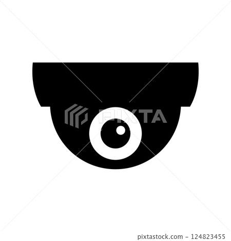 Dome camera icon. CCTV, security ceiling video camera, surveillance. Vector illustration. 124823455