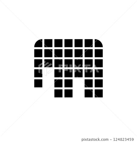 Checkered square elephant. Vector logo. Pixel art style. 124823459