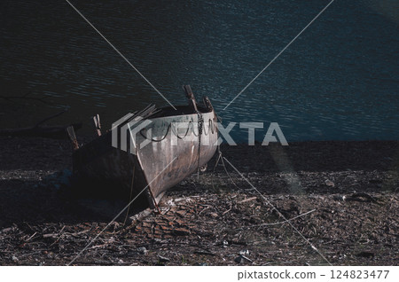 Abandoned ship in the dark 124823477