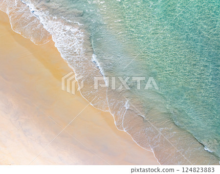 Sea surface aerial view,Bird eye view photo of waves water surface texture,Summer sea background,Beautiful nature Amazing view sea background 124823883
