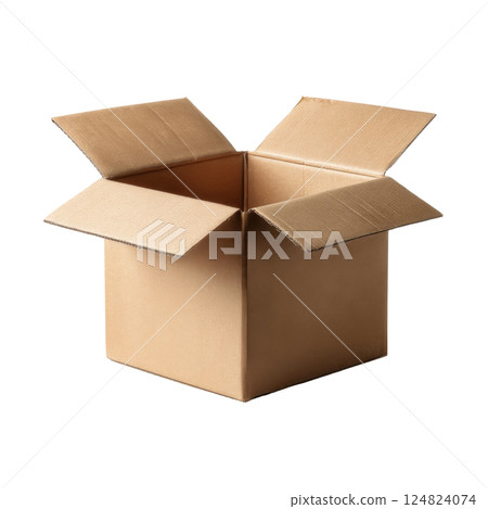 Open cardboard box isolated on white background 124824074