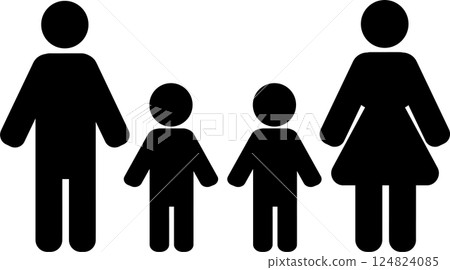 Parents and children, adults, children, family pictograms, people 124824085