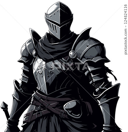暗黑氛圍盔甲插畫 124824116