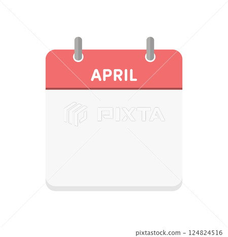 A blank daily calendar icon with the word APRIL and the date - April calendar template material 124824516