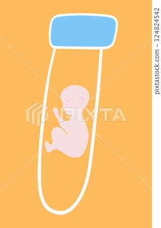 Vector isolated illustration of embryo in test tube. In vitro fertilization. Reproductive clinic. Artificial insemination. 124824542