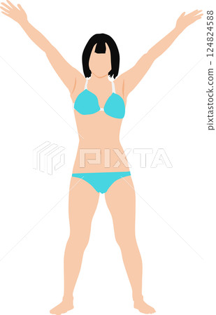 身穿泳衣的女子擺姿勢的插圖 124824588