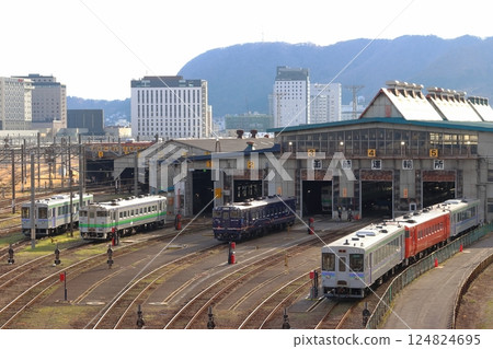 Hakodate Main Line, Dounan Isaribi Railway carriages parked at Hakodate Depot Hakodate Main Line, Dounan Isaribi Railway carriages parked at Hakodate Depot 124824695