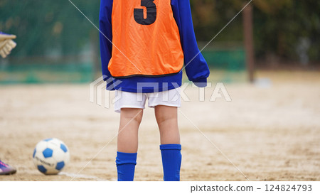Youth soccer match (players practicing with a soccer ball) Youth soccer match (players practicing with a soccer ball) 124824793