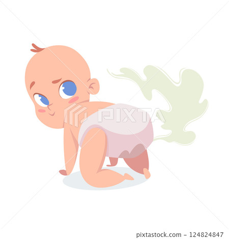 Kid farting. new born baby poop in diapers Kid farting. new born baby poop in diapers 124824847