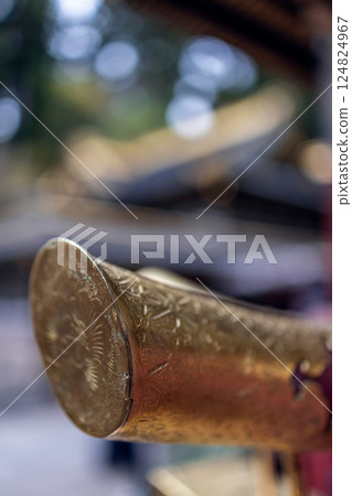 Decorative gold-plated element at Toshogu Shrine in Nikko Japan Decorative gold-plated element at Toshogu Shrine in Nikko Japan 124824967