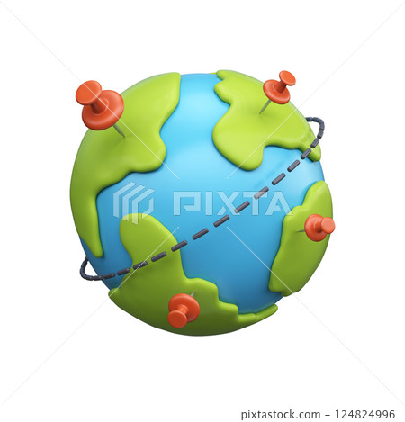 3d Earth with location pushpin. 124824996