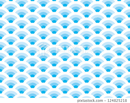A light blue deformed Seigaiha pattern reminiscent of waves A light blue deformed Seigaiha pattern reminiscent of waves 124825218