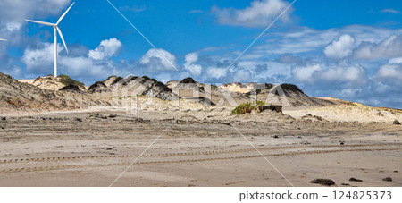 Canoa Quebrada Beach at Aracati in Ceara Brazil. Bay Coastline. Coast Travel. Vacations Landscape Canoa Quebrada Beach at Aracati in Ceara Brazil. Bay Coastline. Coast Travel. Vacations Landscape 124825373
