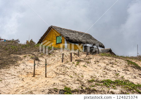 Famous barracas, bars and restaurants at Canoa Quebrada Beach, Brazil Famous barracas, bars and restaurants at Canoa Quebrada Beach, Brazil 124825374