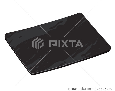 Illustration of a Japanese-style square black plate 124825720