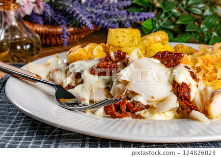 Baked pieces of cod. Baked pieces of cod. 124826023