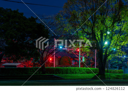 夜間交通燈 124826112