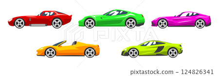 Sport Racing Car for Speed Motor Drive Vector Set 124826341