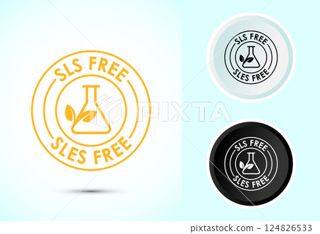 SLS free icon design illustration, SLS and SLES free label badge for web, Color black and white SLS free icon design illustration, SLS and SLES free label badge for web, Color black and white 124826533