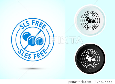 SLS free icon design illustration, SLS and SLES free label badge for web, Color black and white 124826537