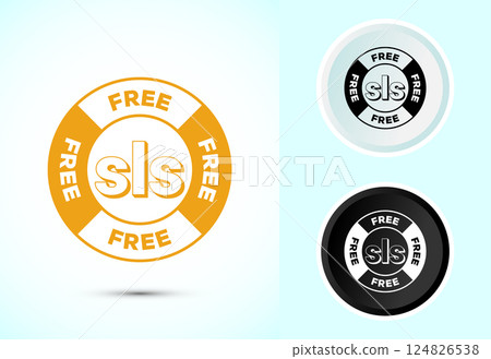 SLS free icon design illustration, SLS and SLES free label badge for web, Color black and white SLS free icon design illustration, SLS and SLES free label badge for web, Color black and white 124826538