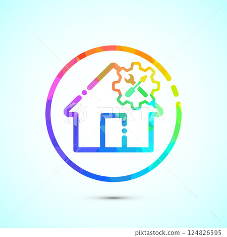 House repair icon design illustration. Home remodeling, repair or maintenance sign in low poly style 124826595