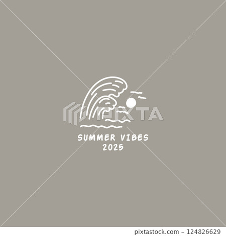 Summer vibes logo. Summer doodle logo illustration. Summer vibes logo. Summer doodle logo illustration. 124826629