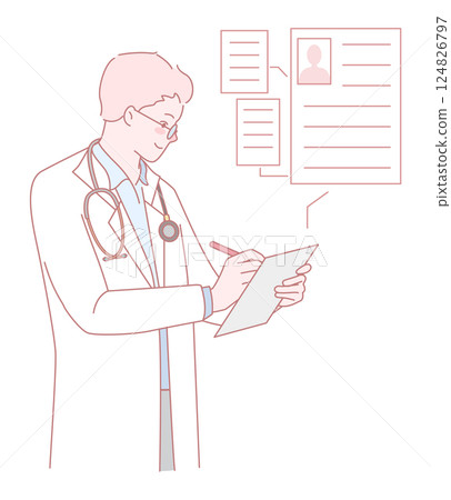 The Doctor is meticulously reviewing crucial patient information for an upcoming consultation 124826797