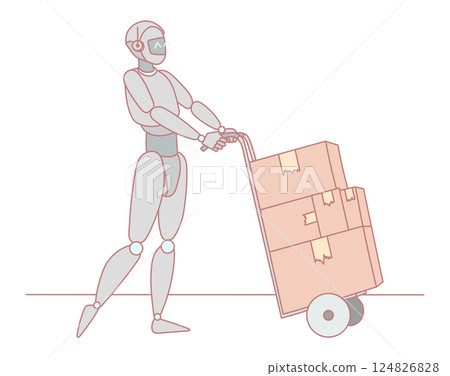 Robotic Assistant Efficiently Moving Packages on a Trolley for Streamlined Delivery Operations 124826828